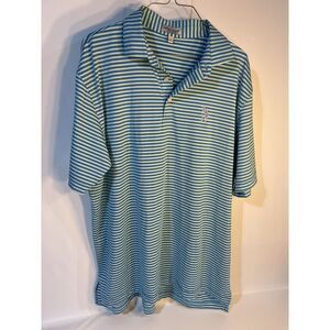 Peter Millar Polo Mens Large Golf Summer Comfort Blue White Short Sleeve L